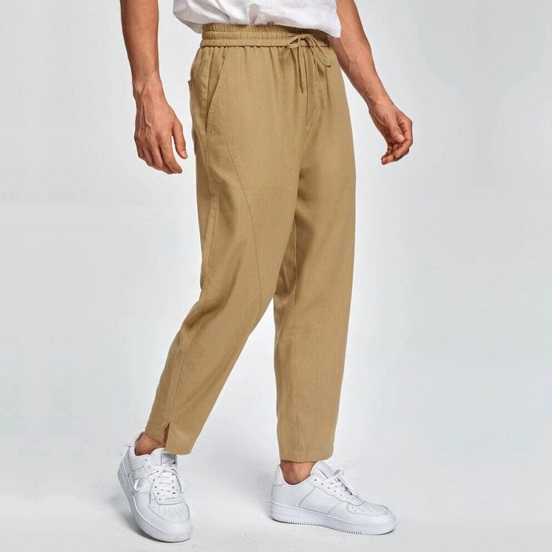 Men's fashionable casual leisure pants with drawstring Lisslune