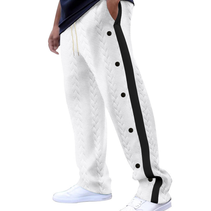 Men's sporty jogging pants with snap button and side stripes Lisslune