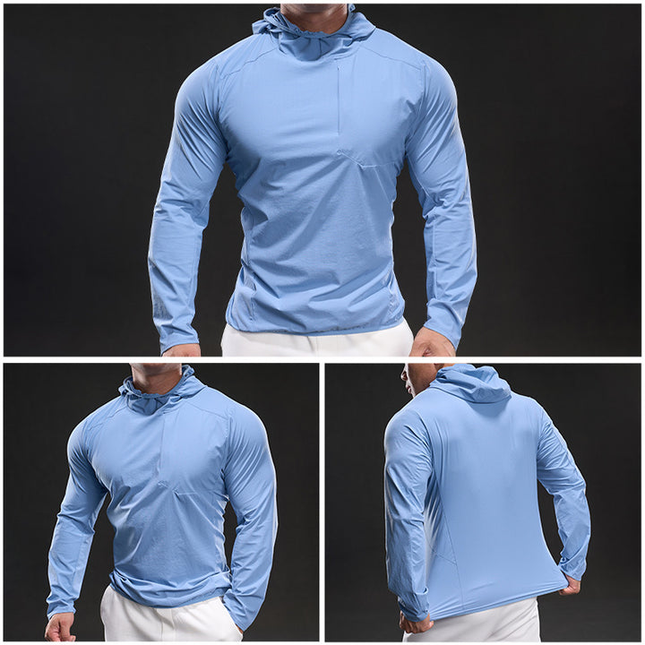 Men's breathable training top with hood and zip pocket Lisslune