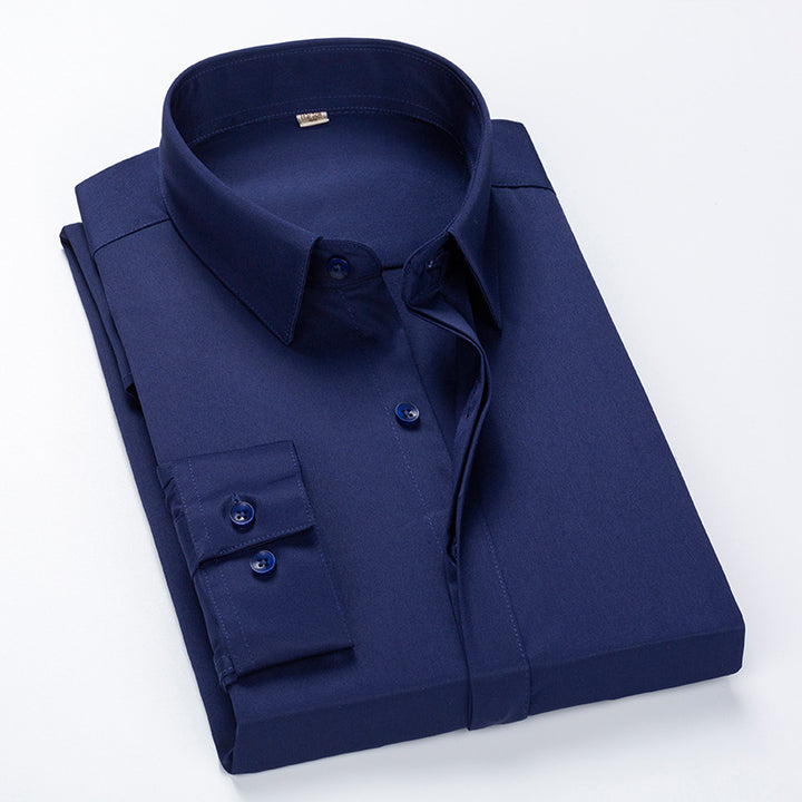 Men's Elegant Long Sleeve Shirt with Textured Fabric and Modern Cut Lisslune