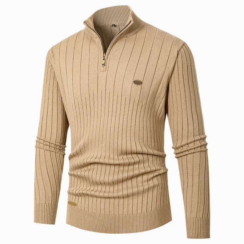 Men's pullover with modern zipper and ribbed structure Lisslune