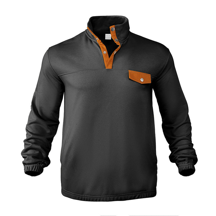 Men's Stylish Pullover with Half Zipper and Practical Chest Pocket Lisslune