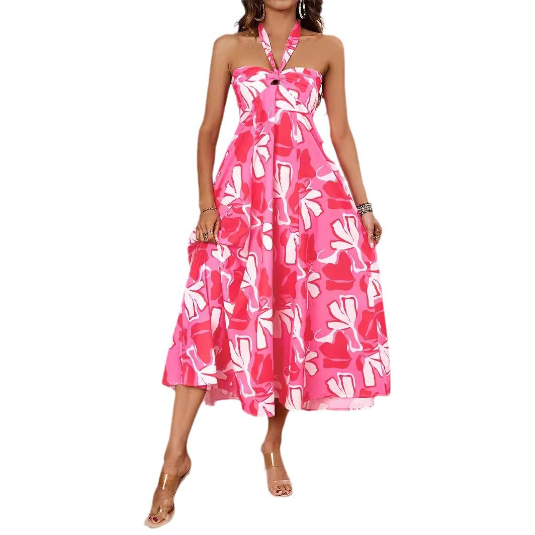 Women's maxi bustier dress with floral accents and elastic top Lisslune