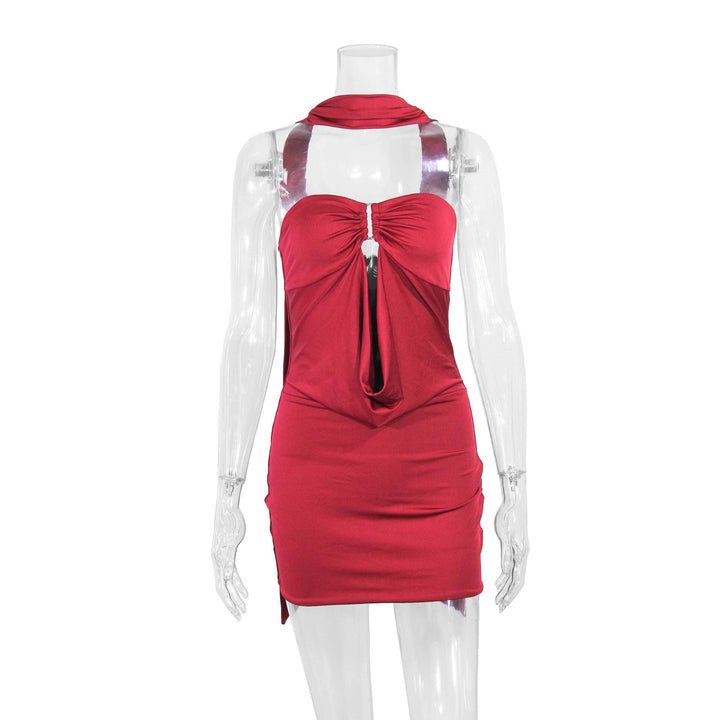Damen figurbetontes schulterfreies Minikleid mit raffiniertem Knotendetail Lisslune