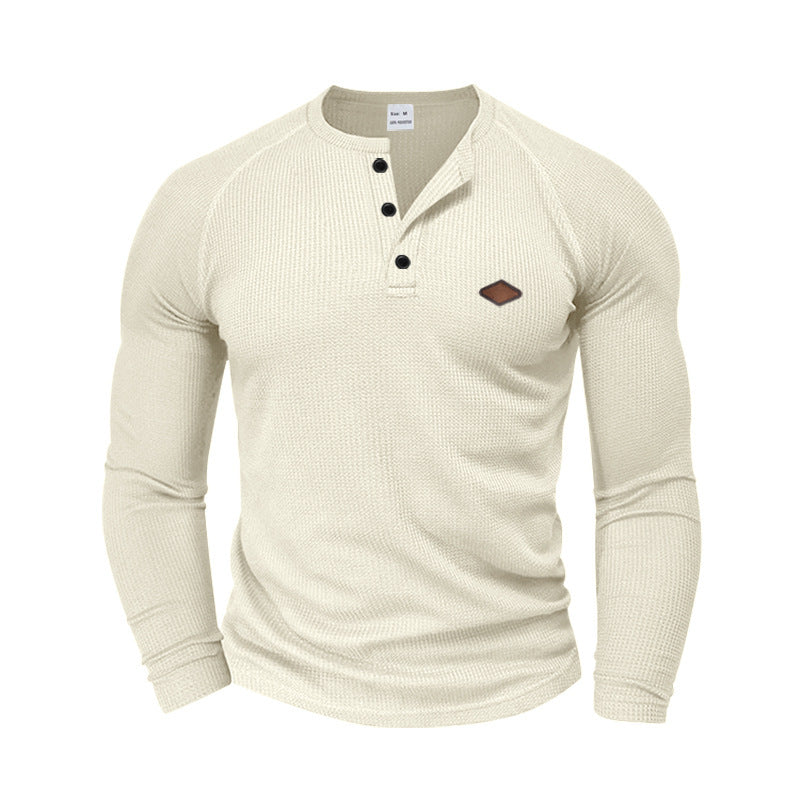 Men's Long Sleeve Shirt with Textured Fabric and Fashionable Button Details Lisslune