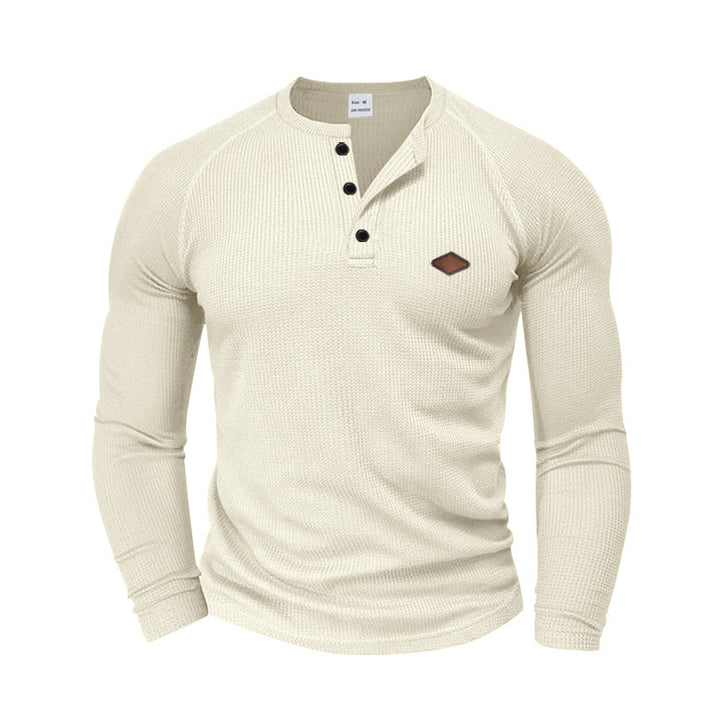 Men's Long Sleeve Shirt with Textured Fabric and Fashionable Button Details Lisslune