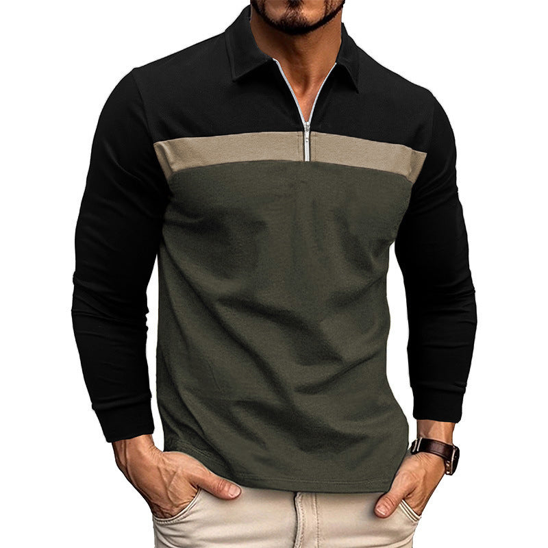 Men's Sporty Long Sleeve Shirt with Zipper Lisslune
