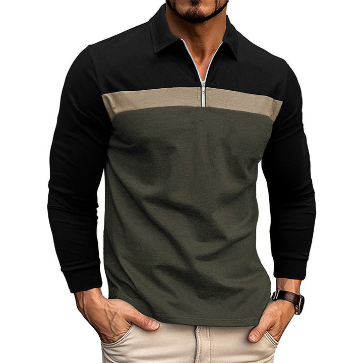 Men's Sporty Long Sleeve Shirt with Zipper Lisslune