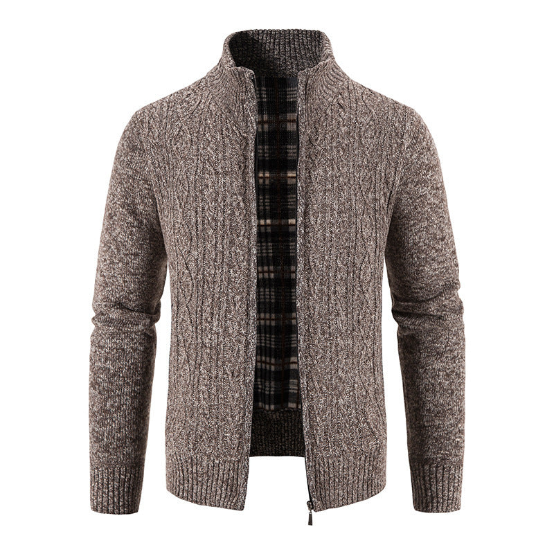 Men's cardigan with high collar and textured design Lisslune