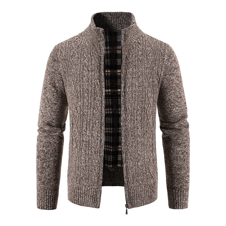 Men's cardigan with high collar and textured design Lisslune