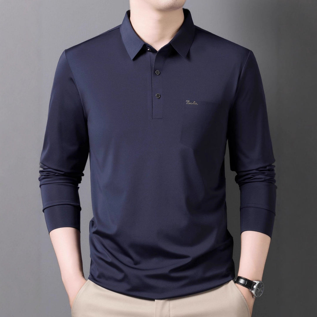 Men's long-sleeved Giro polo shirt with chic lettering Lisslune