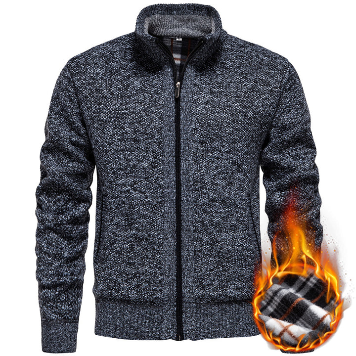 Men's stylish cardigan with high collar and practical pockets Lisslune