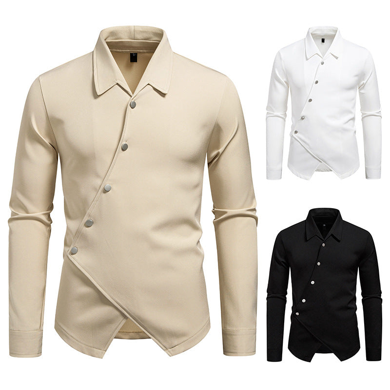 Men's Exclusive Shirt Blouse with Asymmetric Cut and Elegant Button Details Lisslune