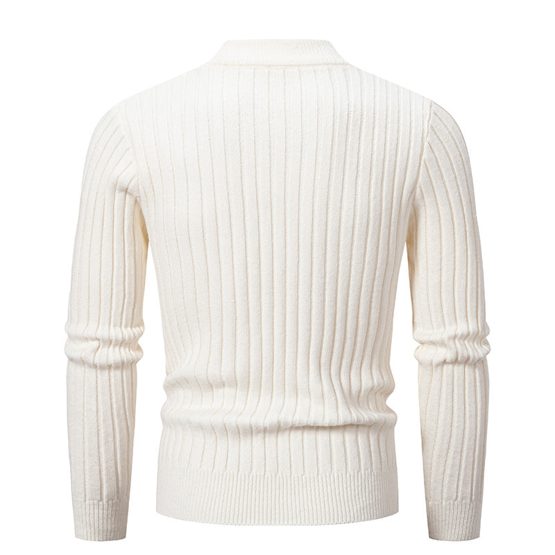 Men's knitted sweater with magnetic cable pattern and high collar Lisslune