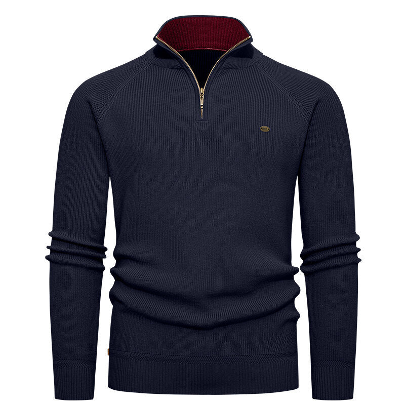 Men's knit sweater with stand-up collar and zipper Lisslune
