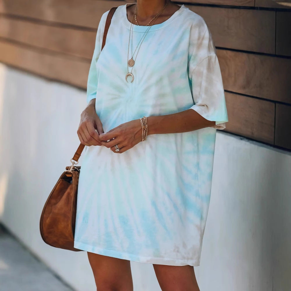 Women's T-shirt dress with trendy gradient and casual cut