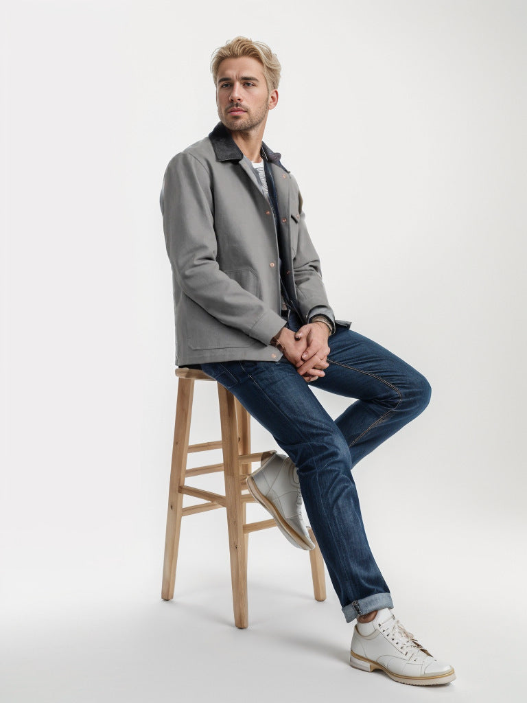 Men's casual cotton jacket in worker style Lisslune