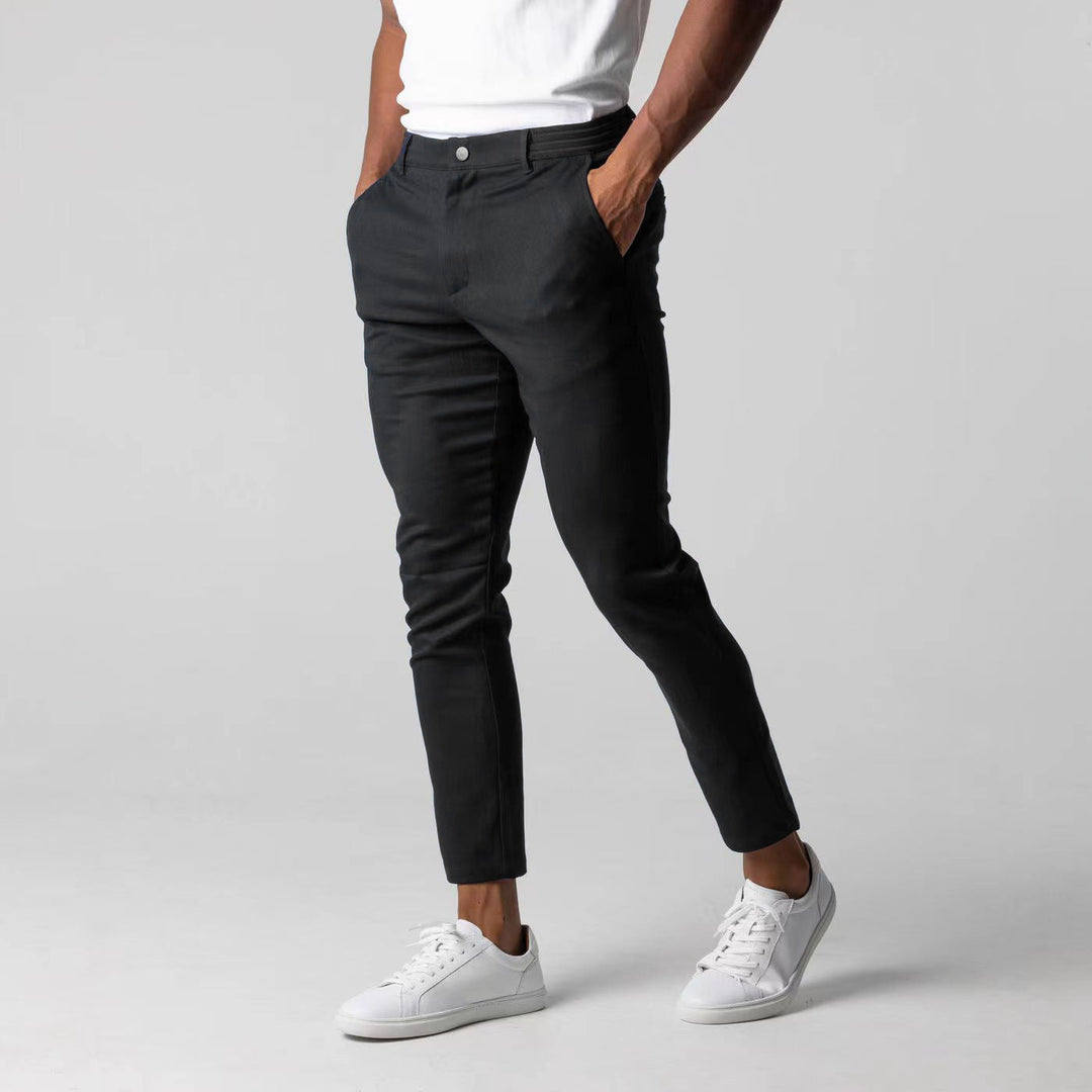 Men's Chino Pants with Slim Fit Cut and Elastic Waistband Lisslune