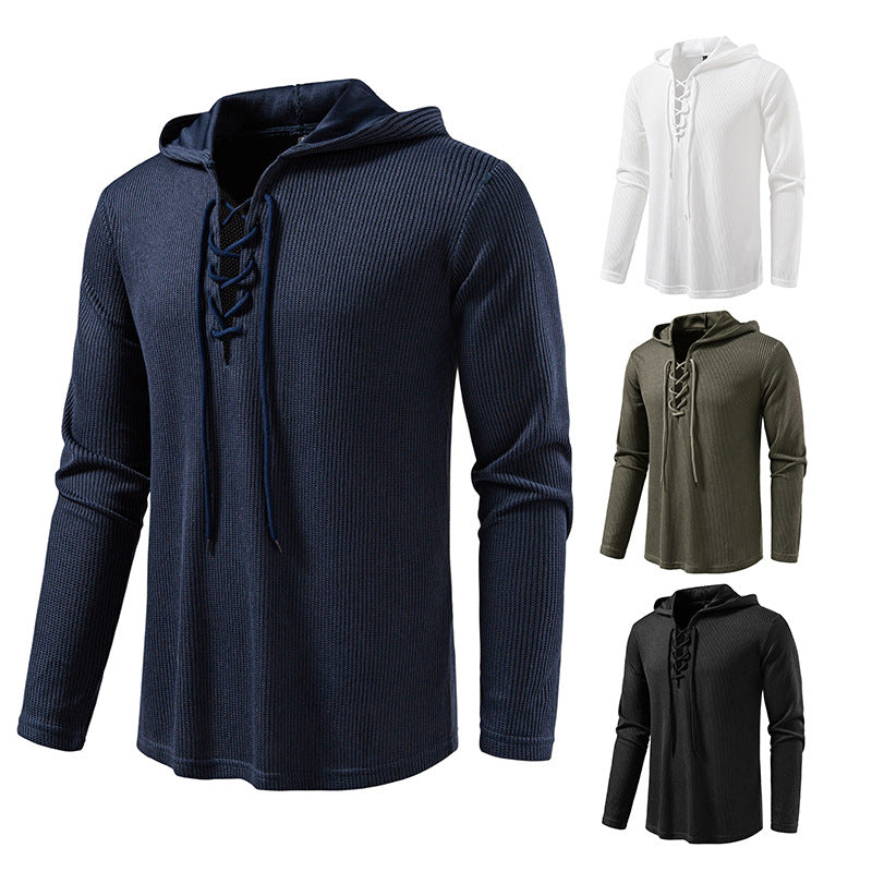 Men's hoodie with innovative lacing and textured design Lisslune