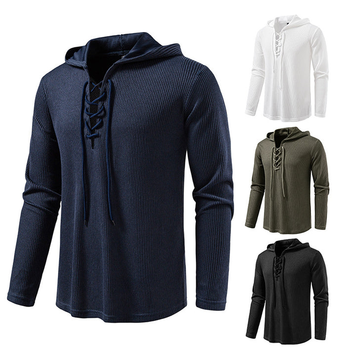 Men's hoodie with innovative lacing and textured design Lisslune