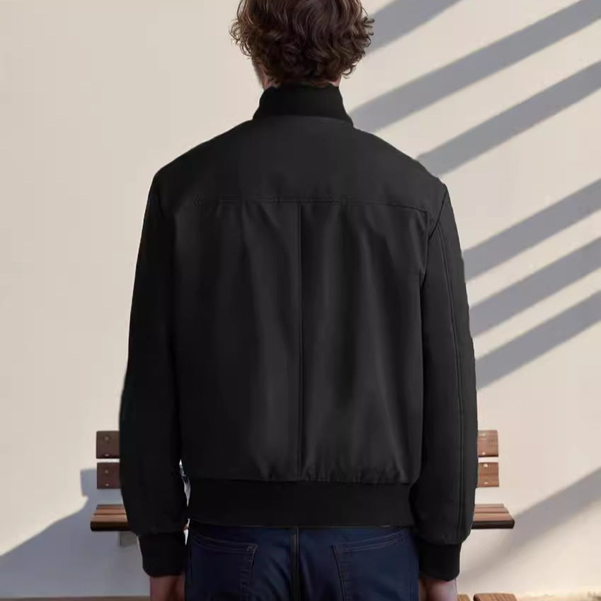 Men's Casual Bomber Jacket with High Collar and Practical Pockets Lisslune