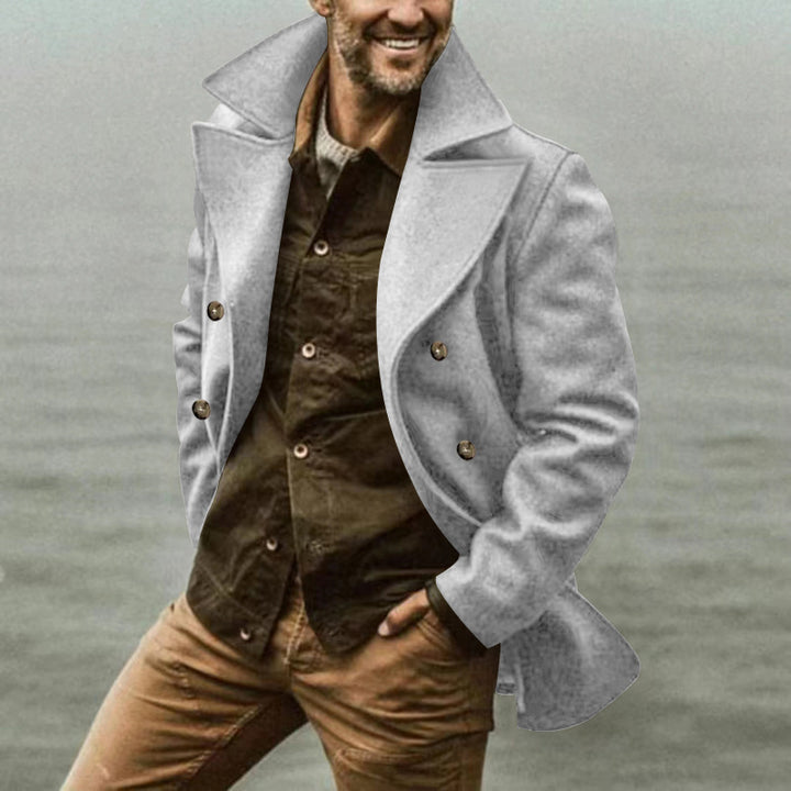Men's Elegant Wool Peacoat Lisslune