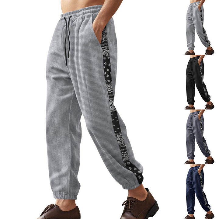 Men's leisure pants with decorative side panels in bandana design Lisslune