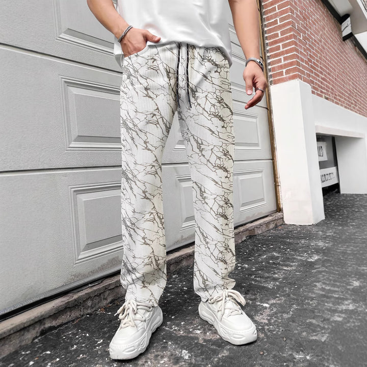 Men's casual leisure pants with elastic waistband and fashionable pattern Lisslune