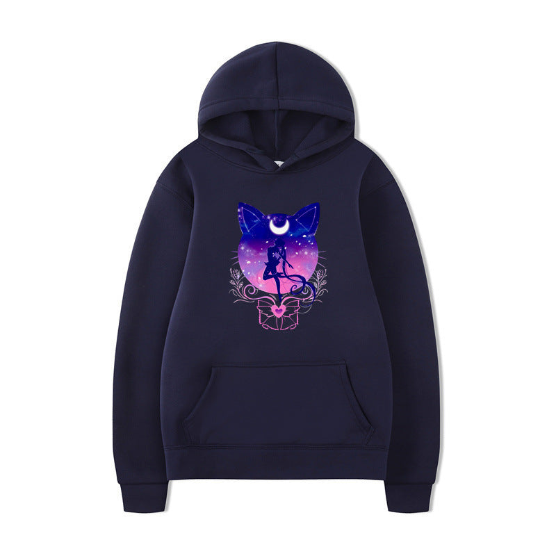 Women's hoodie with artistic cat design and comfortable fit Lisslune