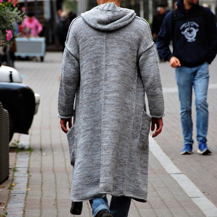 Men's Long Knitted Coat with Modern Design and Casual Details Lisslune