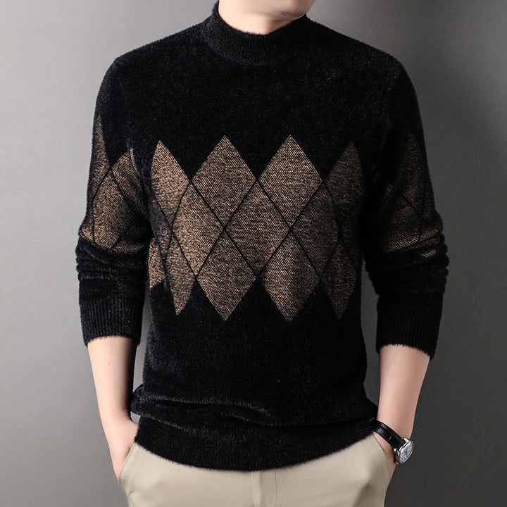 Men's stylish sweater with decorative diamond pattern Lisslune
