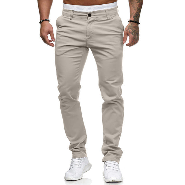Men's Slim-Fit Casual Pants with Elastic Waistband and Comfortable Cut Lisslune