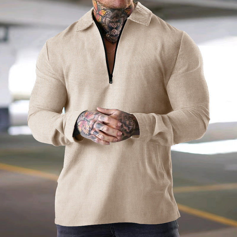 Men's long-sleeve shirt with practical zipper and textured design Lisslune