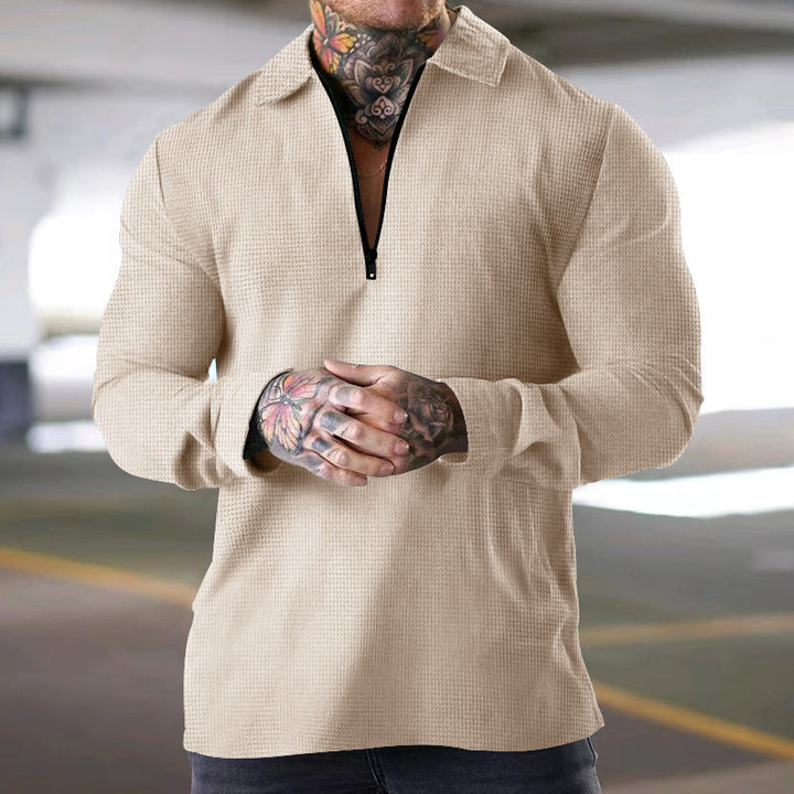 Men's long-sleeve shirt with practical zipper and textured design Lisslune