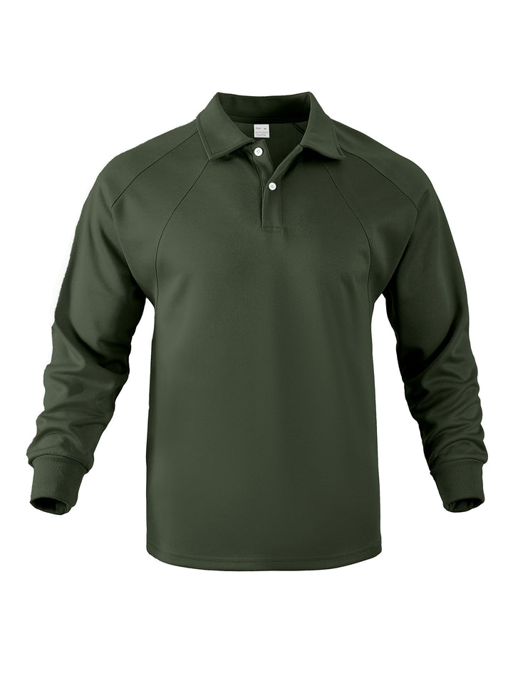 Men's Sporty Long Sleeve Polo Shirt with Modern Structured Design and Comfortable Cuffs Lisslune