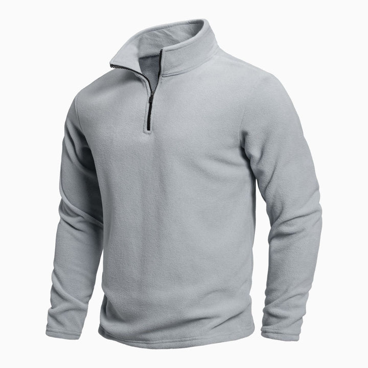 Men's fleece pullover with high collar adjustability and functional zipper Lisslune