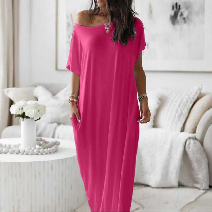 Ladies Loose Maxi Dress with Animal Print and Side Pockets Lisslune