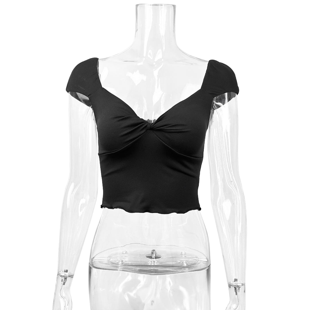 Damen Crop-Top mit herzförmigem Ausschnitt und Raffung Lisslune