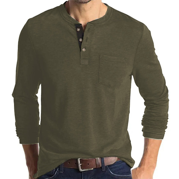 Men's Long Sleeve Henley Shirt Lisslune