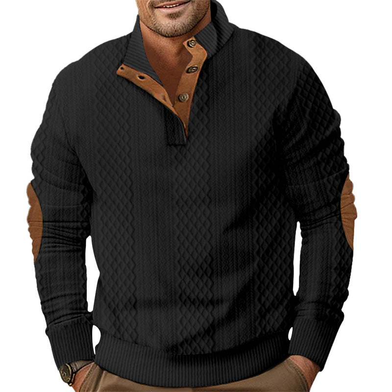 Men's Stylish Sweater with Textured Design and Chester Collar Lisslune