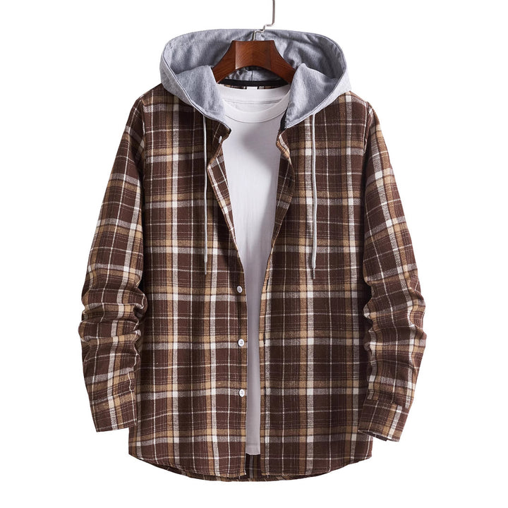 Men's shirt with hood in casual checkered look Lisslune