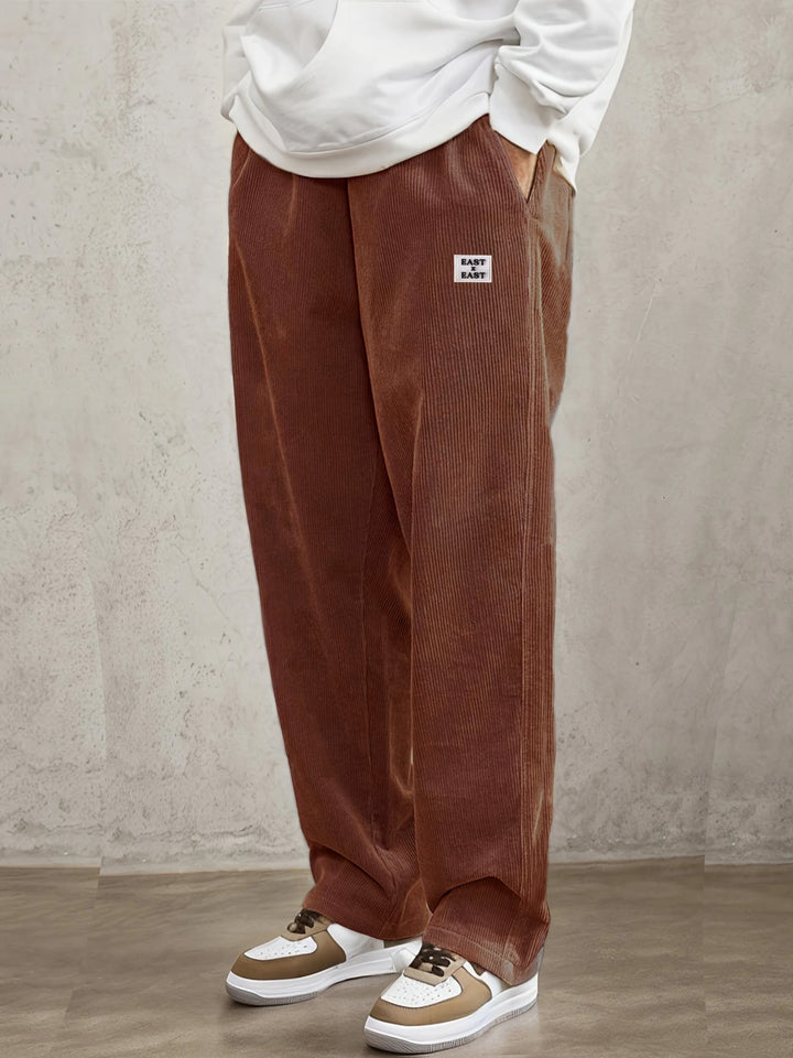 Women's wide corduroy trousers with elastic waistband and side pockets Lisslune