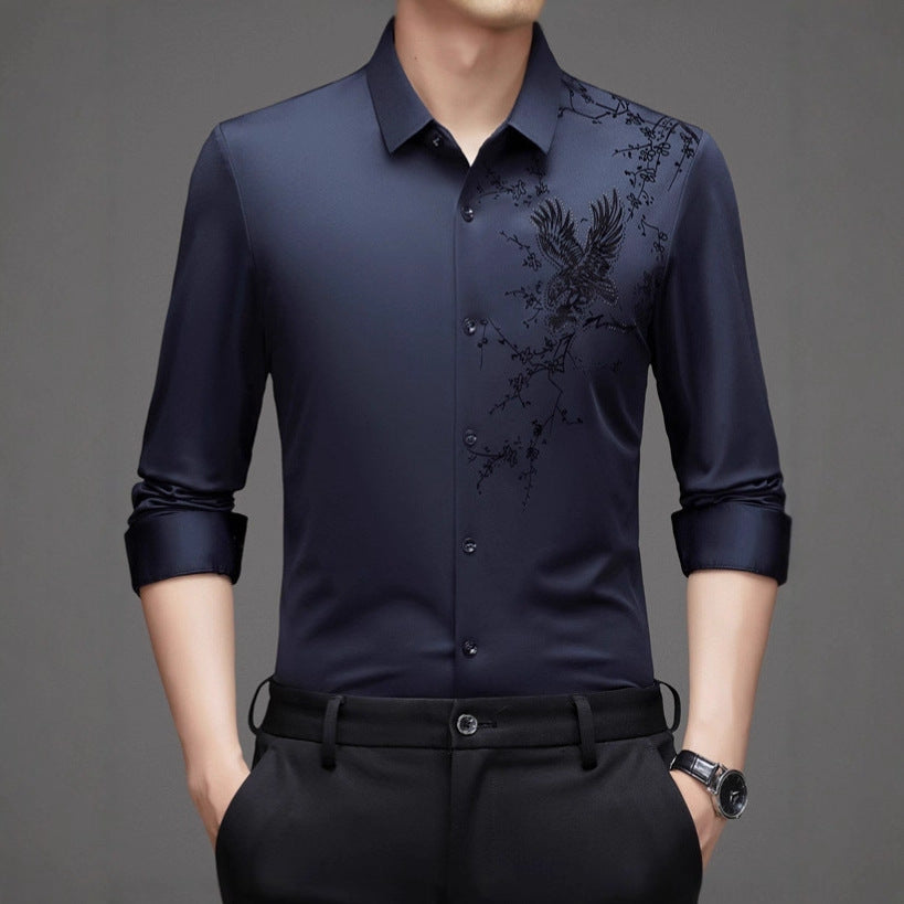 Men's long-sleeve shirt with elaborate embroidery design Lisslune
