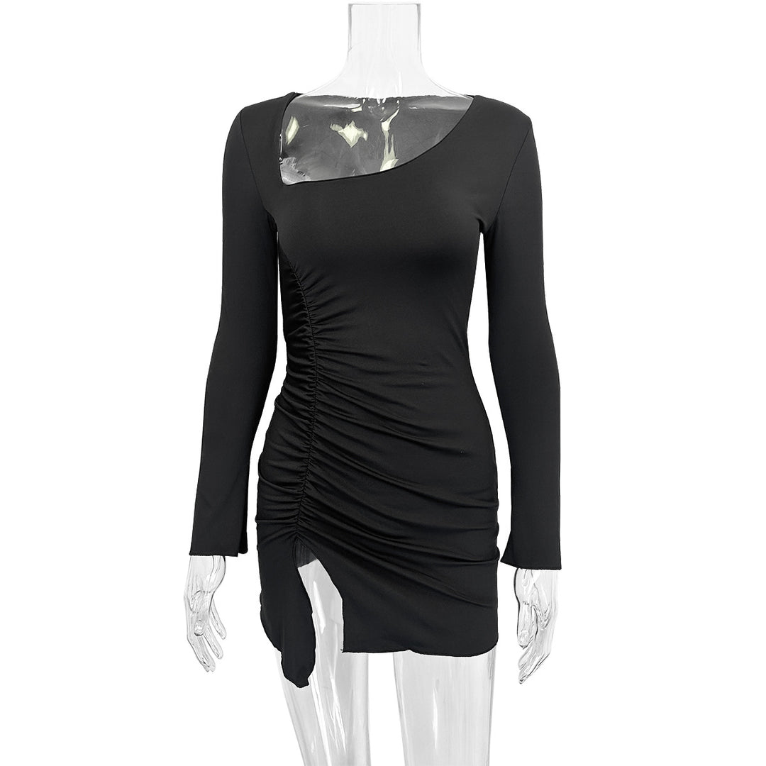 Damen Figurumspielendes Kleid mit asymmetrischem Ausschnitt und drapiertem Saum Lisslune