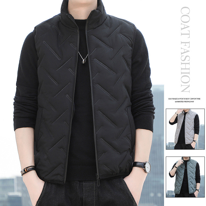 Men's Lightweight Quilted Vest with High Collar and Modern Accents Lisslune