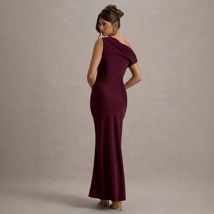 Women's elegant, off-the-shoulder maxi dress with flowing cut and ruffles Lisslune