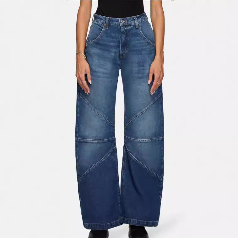 Women's wide jeans with unique seam design in trendy style Lisslune