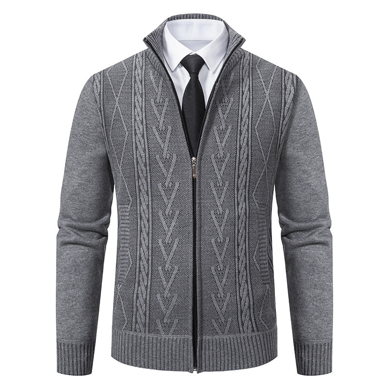 Men's cardigan with modern zipper and elegant cable structure Lisslune