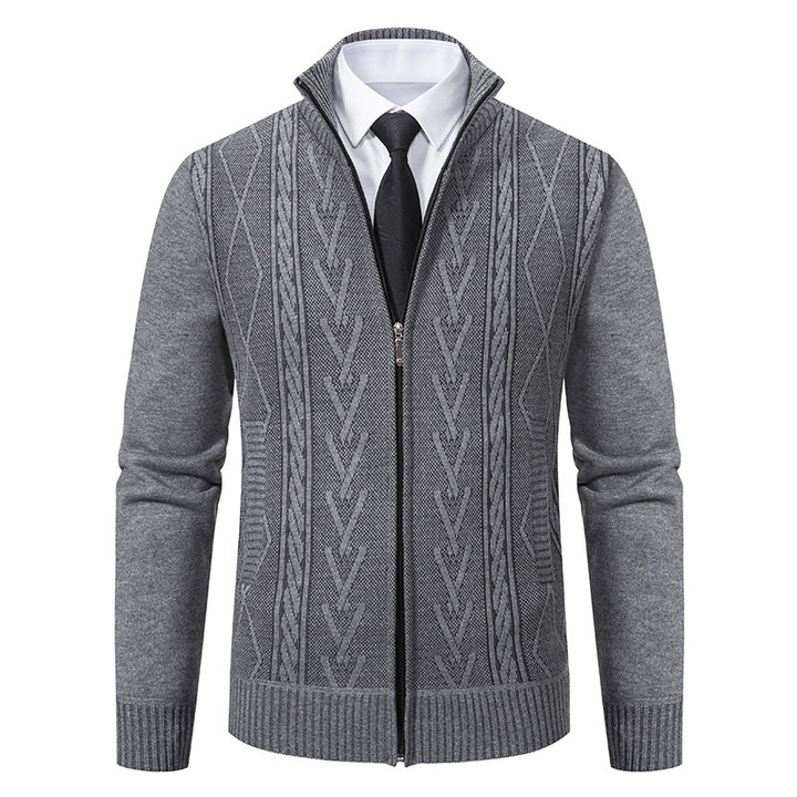 Men's cardigan with modern zipper and elegant cable structure Lisslune