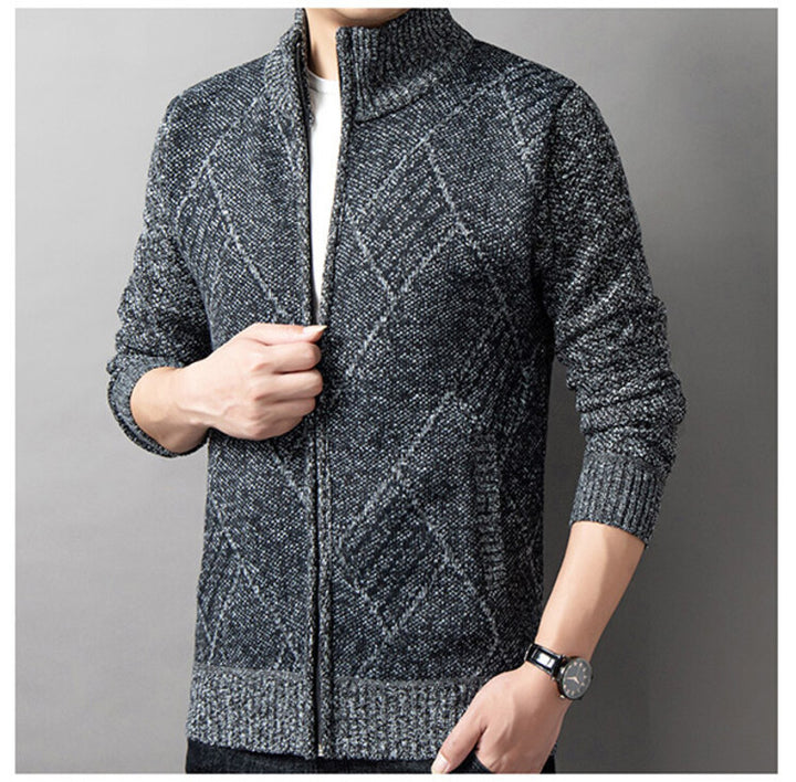 Men's cardigan with modern zipper and graphic pattern Lisslune